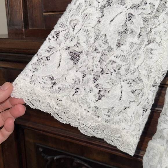 Free People shirt Lace Scallop Hem Top XS Romantic Cottagecore Boho - Picture 5 of 6